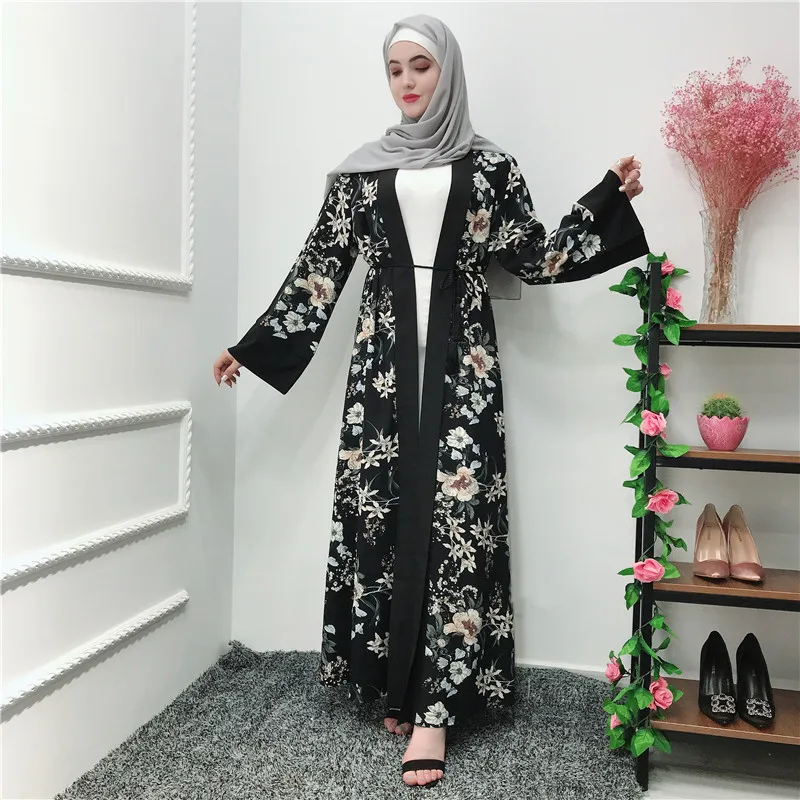 cardigan with hijab Летнее кимоно Рамадан абайя халат Дубай, Турция хиджаб мусульманское платье Кафтан Абая для женщин джайлбаб кафтан Elbise Исламская одежда - Цвет: cardigan with hijab