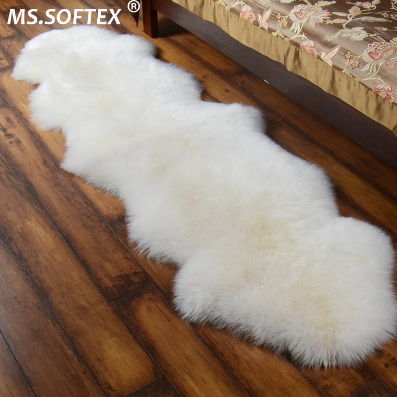 

MS.Softex Natural Sheepskin Rug Bedroom Room Soft Australian Sheepskin Floor Rug or Soft Cushion Winter Warm Rug Long sheep wool