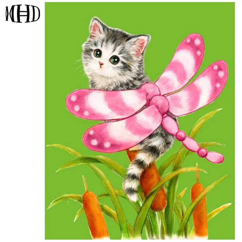 

3D Diamond Cat, Dragonfly, 5d diy Diamond Paintings Animals, Full Square / Round, Diamond Embroidery, Handmade Mosaic, Rhineston
