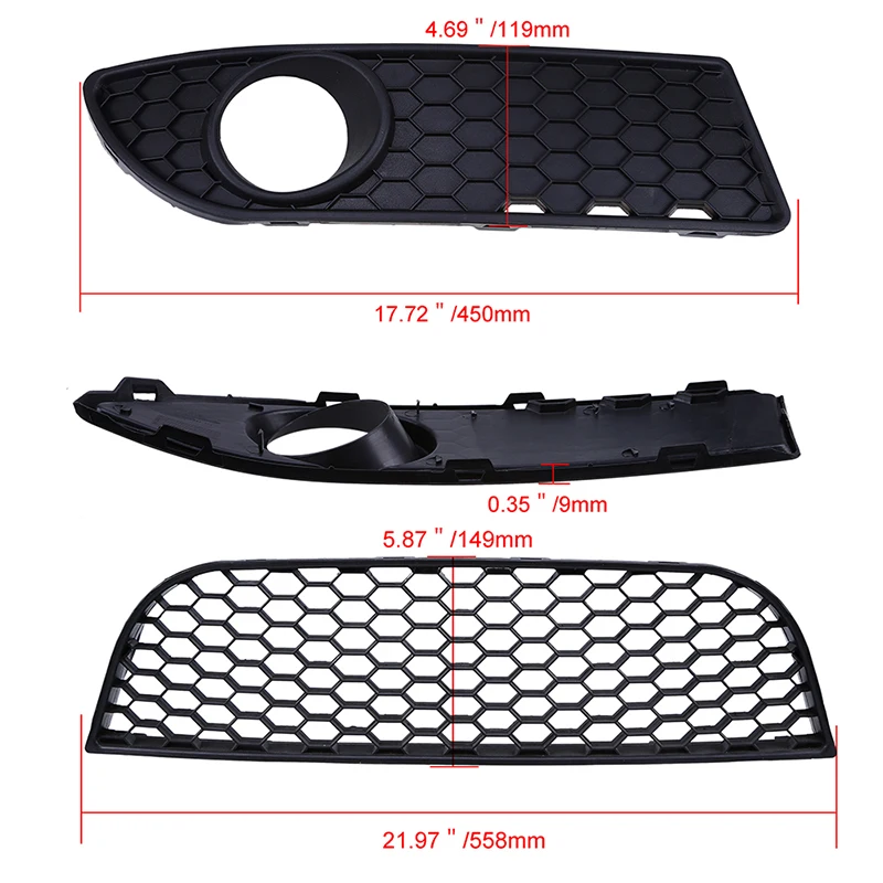 POSSBAY Left Right Side Front Lower Bumper Center Grill for VW Polo MK4 9N3 2005-2009 Facelift Car Fog Light Cover Hood Grille