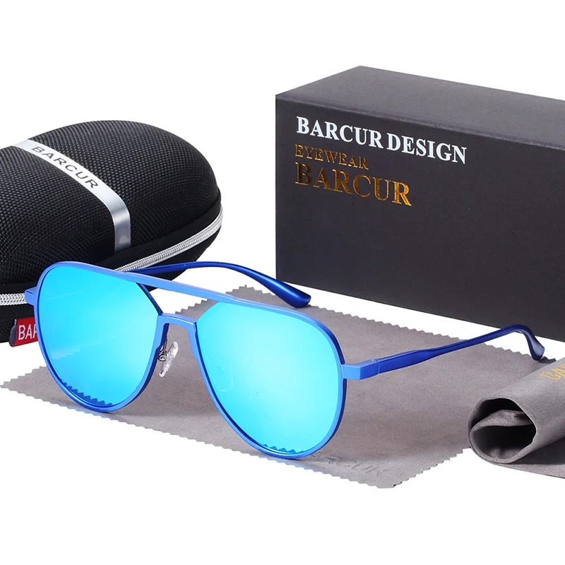 BARCUR Oversize Aluminium Sunglasses Men Polarized