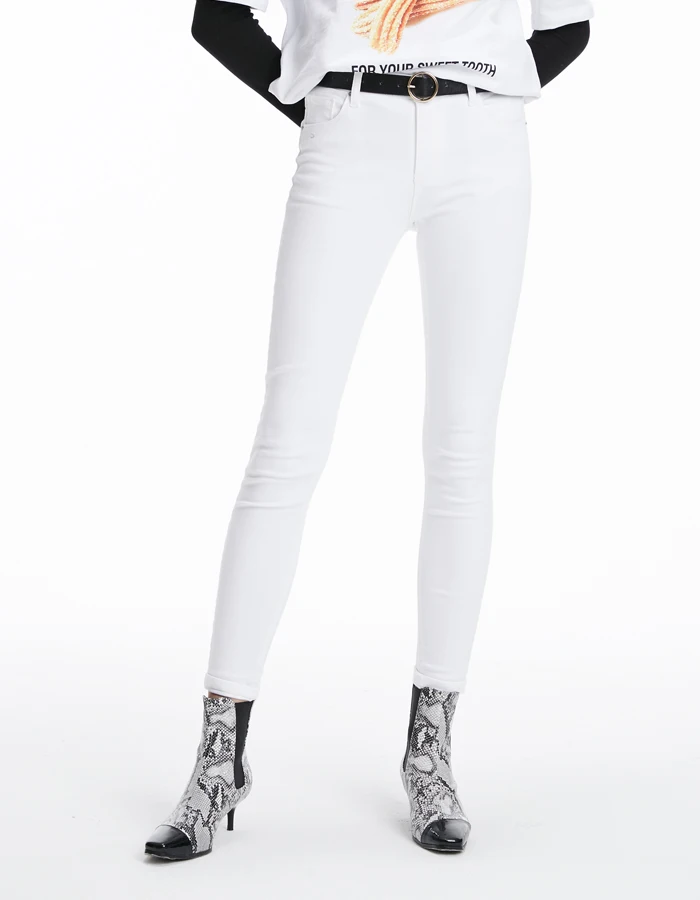 RZIV сезон: весна-лето для женщин джинсы для Белый Цвет узкие джинсовые штаны повседневное сплошной цвет узкие