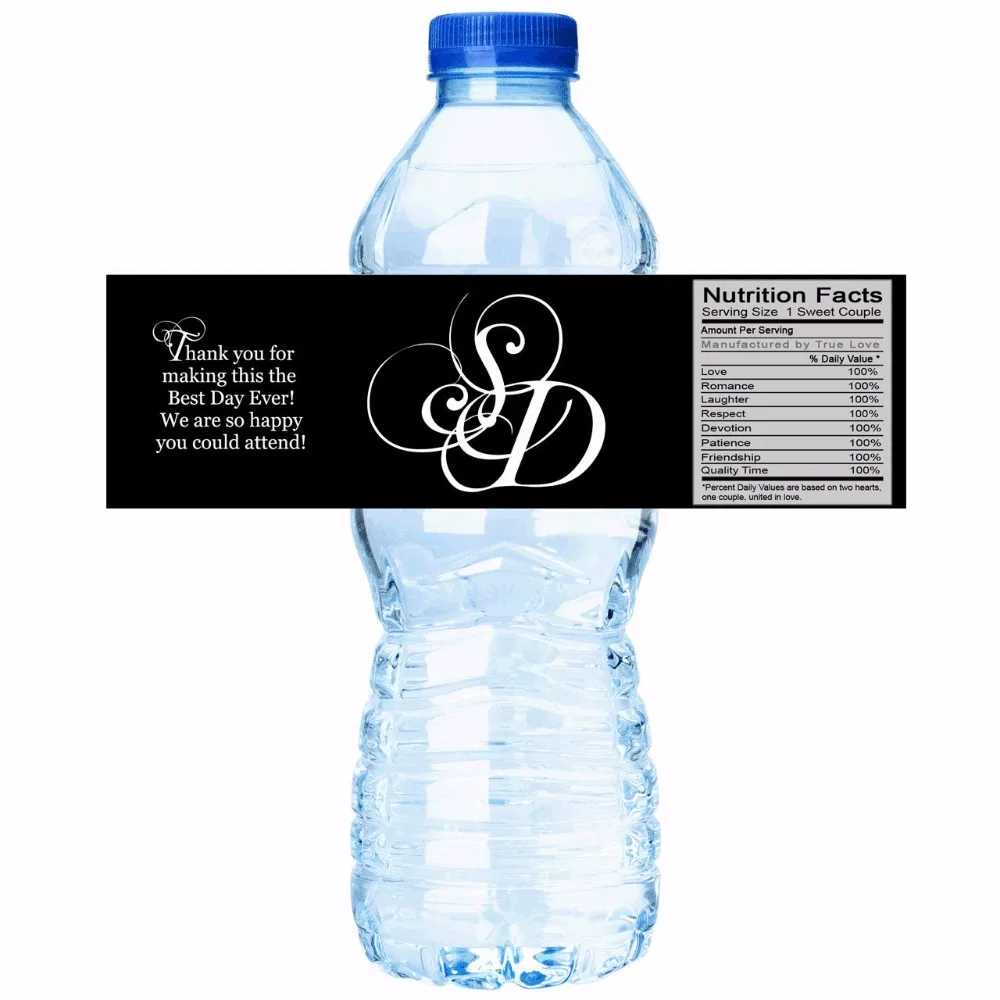Customized Name Big Letter Personalized Water Bottle Labels Wedding