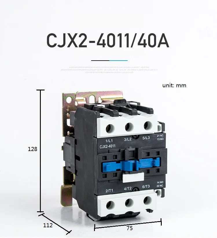 CJX2-4011 4001 контактор переменного тока 40A 3 фазы 3-полюсный без катушки напряжение 380 В 220 В 24 В 50 Гц на din-рейку 3P+ 1NO 1NC контактор