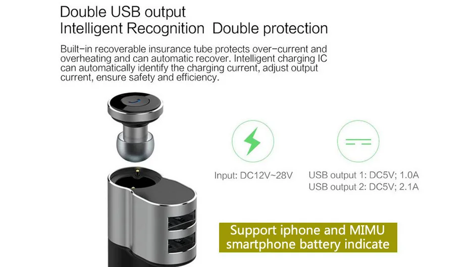 Q10 Intelligent Wireless Bluetooth Headset Headphone 2usb Ports Car Charger For Mobile Phone Dual Micro USB HUB Port With packag (9)