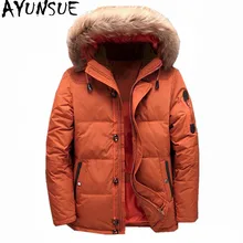 AYUNSUE, мужской пуховик, теплое зимнее пальто на белом утином пуху, парка с меховым воротником и капюшоном, мужские куртки с подкладкой, Casacos Masculino WXF370