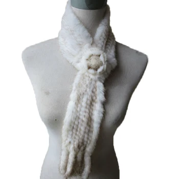 

Wholesale Sell Women Real Mink Natural Knitted Fur Scarf Female Winter Brown Scarves