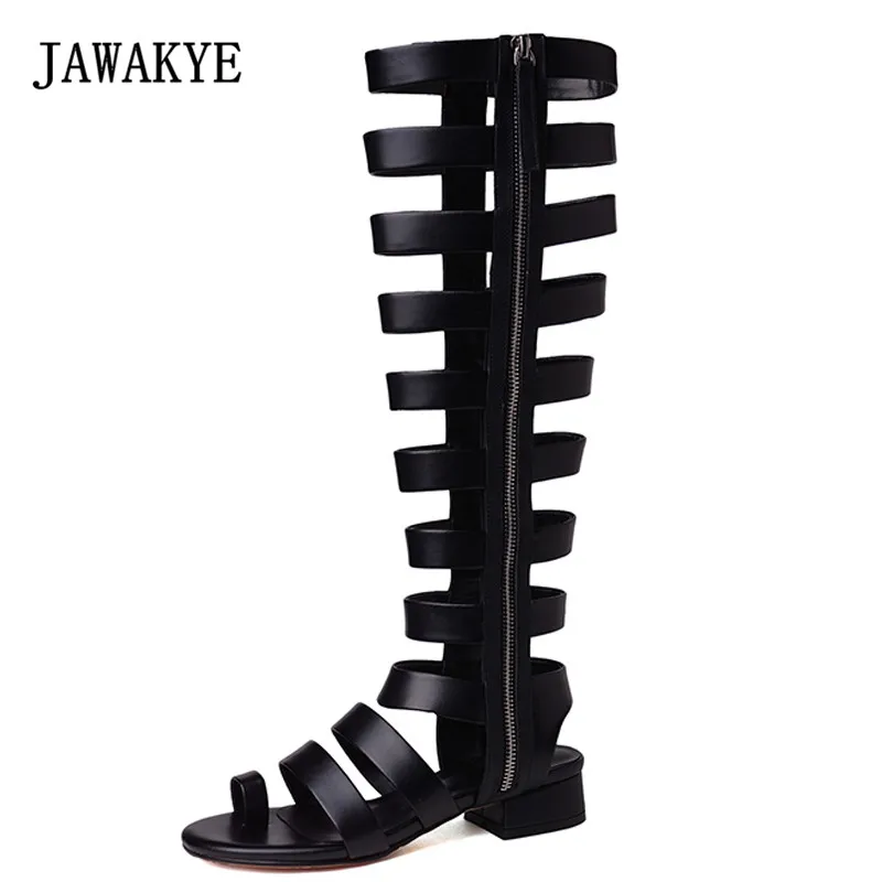 

2018 Sexy Hollow Over The Knee Boots Woman Open Toe Cross Strapy Black White Ankle Boots Summer Woman Fashion Gladiator Sandals