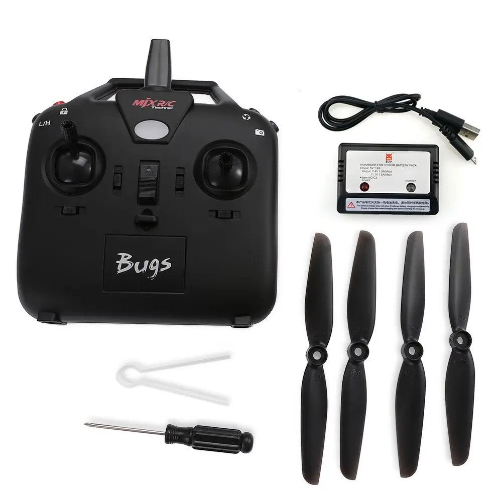 MJX Bugs 6 250mm RC cámara sin escobillas Drone RTF 4CH transmisor de vuelo invertido C5830 Cámara 5,8G FPV Monitor y gafas