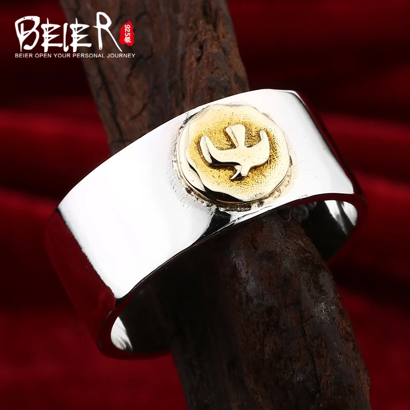 Beier 925 silver sterling simple with one high polished signet design ring man and women jewelry BR925R039
