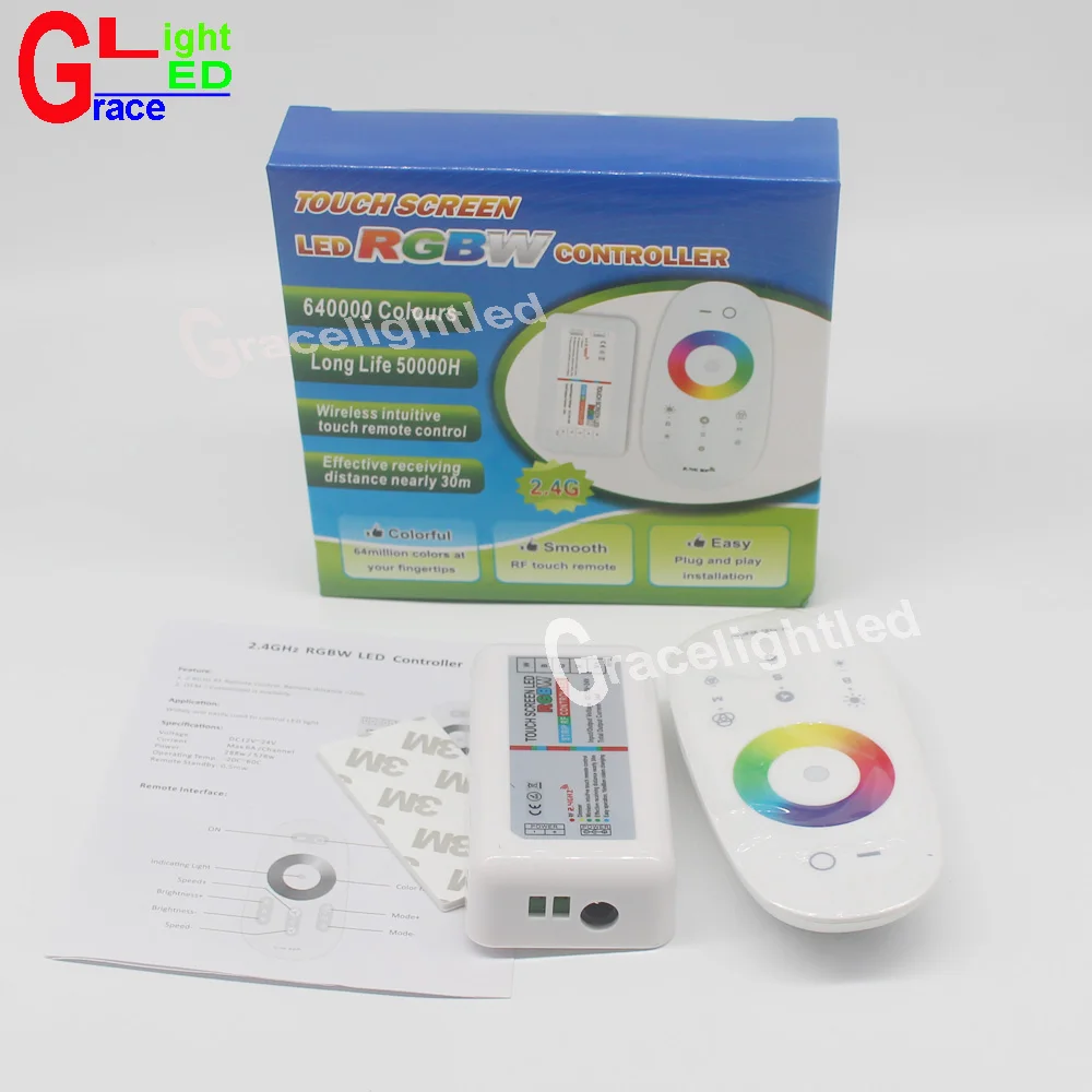 

2.4G RGBW LED Controller 4Channels 6A DC12-24V Touch Screen Remote Control for 5050 3528 RGBW LED Strip light