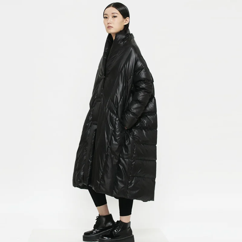 Белая куртка пуховик LYNETTE'S теплая длинная оригинальный дизайн тип мантии|jacket