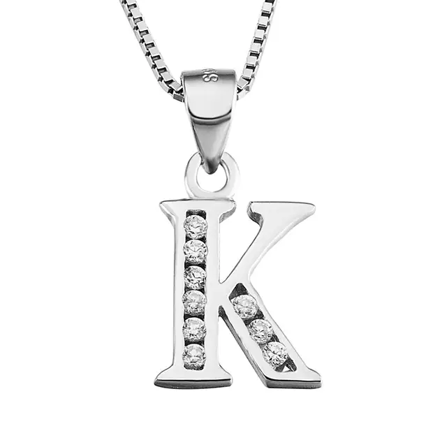 Initial K Necklace 925 Sterling Silver Jewelry Fine AAA zircon Letter K