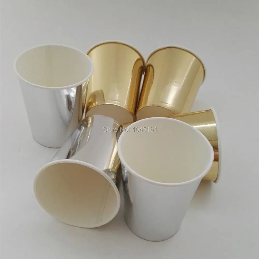 72pcs Gold/Silver Paper Cups Candy Beverage Cupcake Cups 9OZ for Kids Birthday
