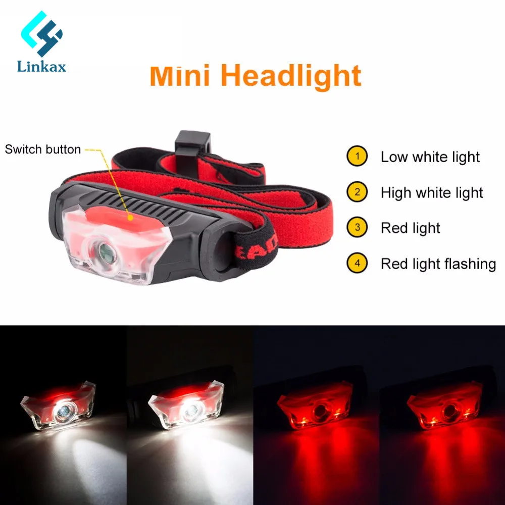 

Cost Price XPE+2 LED 3LEDs Mini Headlamp Headlight 4-Modes White/ Red Light Waterproof Head Light Torch Lanterna By 1* AA