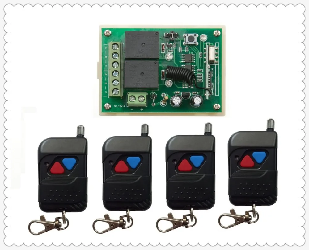 DC12V 2ch rf Беспроводной Дистанционное управление переключатель Системы 4 * ЧЕРНЫЙ передатчик с двумя кнопками приемник для Приспособления