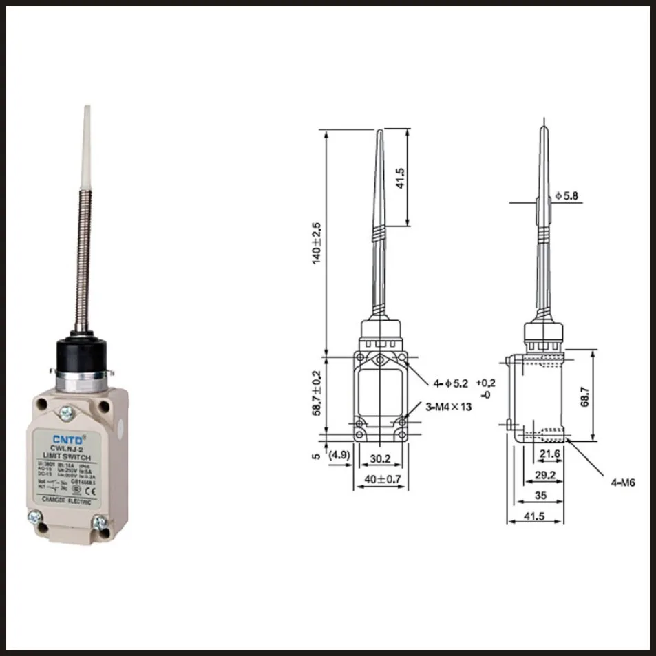 

Switch travel limit switch 24A Electrical Safety Key Interlock switch Compact Prewired Limit micro switch CWLNJ-2