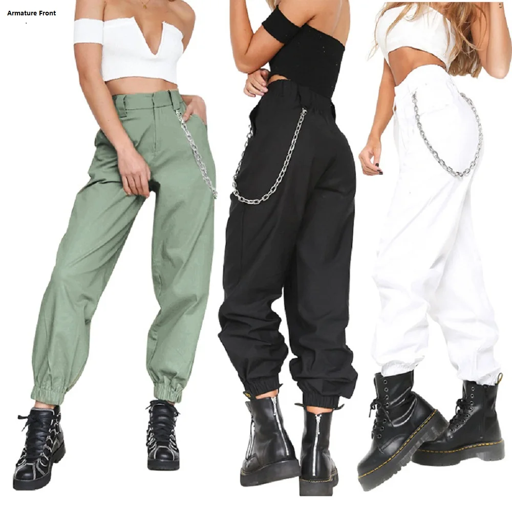 

pants Leisure fashion women friend befree Loose motion joggers women chain pocket cotton streetwear casual wide leg pants
