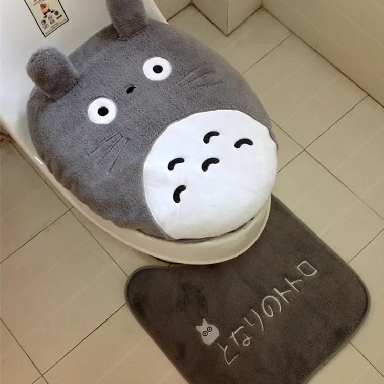 

3 piece/set Super soft Shu Velveteen thickening toilet potty sets toilet seat cover Totoro Cartoon Warm Close Stool Cushion Mat