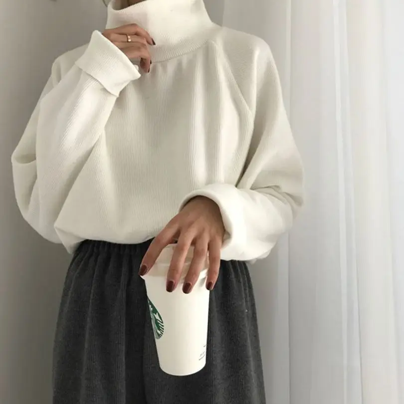 

Taotrees Women High Neck Sweaters Loose Lazy Style Pullover Casual Jumpers Winter Thick Sweater High Quality