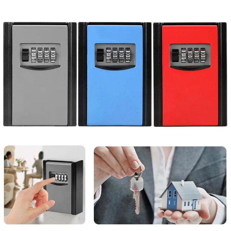 

Password Key Box Key Storage Box 4 Digit Code Aluminium Alloy Safety Lock Box Store Valuable Things Saving Box Pet Sitters