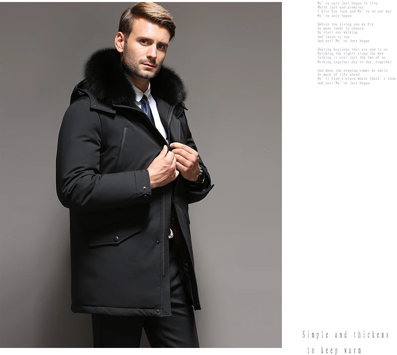 VSD Fashion Winter Jackets Men's Warm Down Coat Parka Thickening Rabbit hair Liner Detachable Turtleneck Windproof Concise VS887 (3)