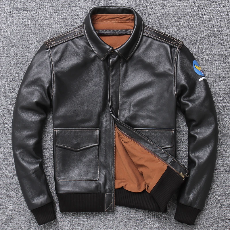 Men's Genuine Leather Jacket Brand Designer A2 Pilot Air Force Vintage Motorcycle Biker Jacket Large Size Coat DHL Free Shipping