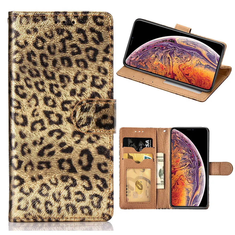 

For iPhone 8 Plus Case Leather Leopard Flip Book Cover Luxury Wallet case For iPhone 8Plus 7Plus X XS Max XR 7 6S 6 S Plus Case