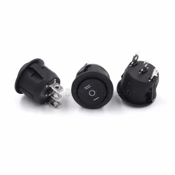

10Pcs 23mm Round Black 3 Pin 10A/125V 6A/250V AC 3 Position SPDT ON-OFF-ON Rocker Switch Snap-in