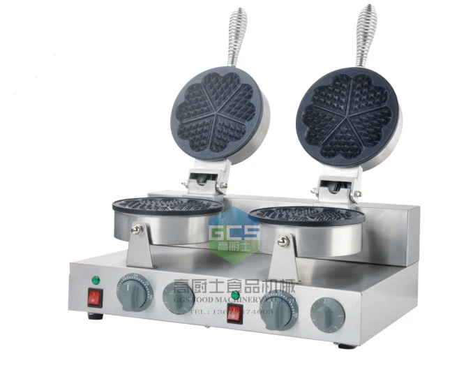 Free shipping High quality China sale heart shape waffle machine Double head