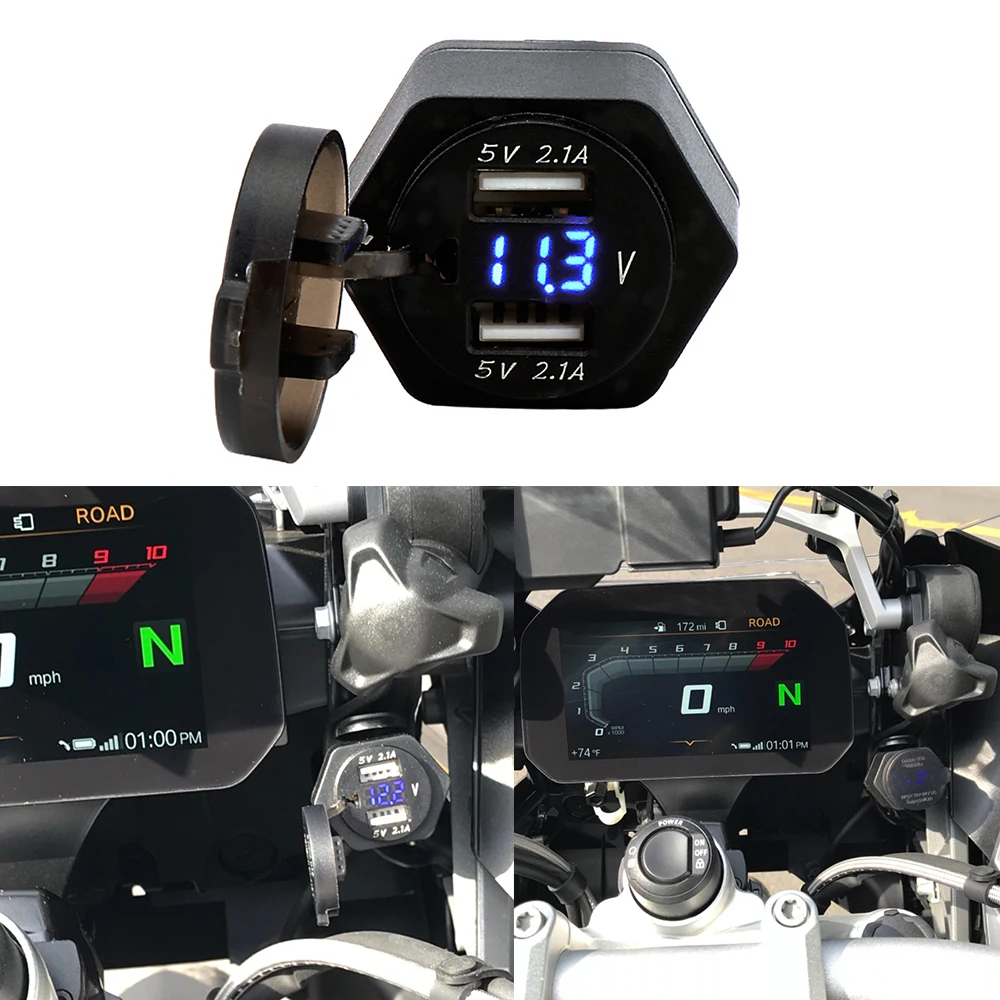 

For BMW R1250GS R1200GS F800GS F700GS ADV For Triumph tiger 800 1200 Dual USB interface Digital Display Charger Adapter Port
