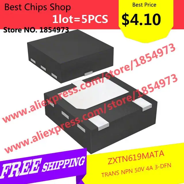 Free Shipping 5PCS=4.10 Electronic Parts ZXTN619MATA TRANS NPN 50V 4A