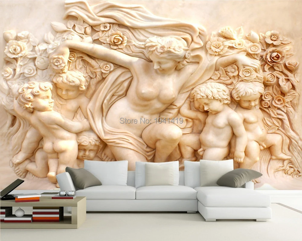 3D европейский стиль религиозная скульптура настенная роспись на заказ фото обои на стену 3D обои Гостиная VT диван фон