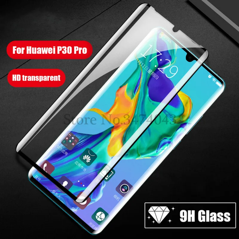 Полностью закаленное стекло для huawei P30 Pro, полное покрытие экрана, защитная пленка против синего излучения для huawei P30 lite Pro glass - Цвет: HD transparent