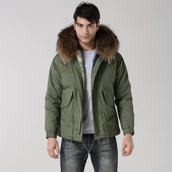 

real raccoon fur hood jacket cotton man winter coats