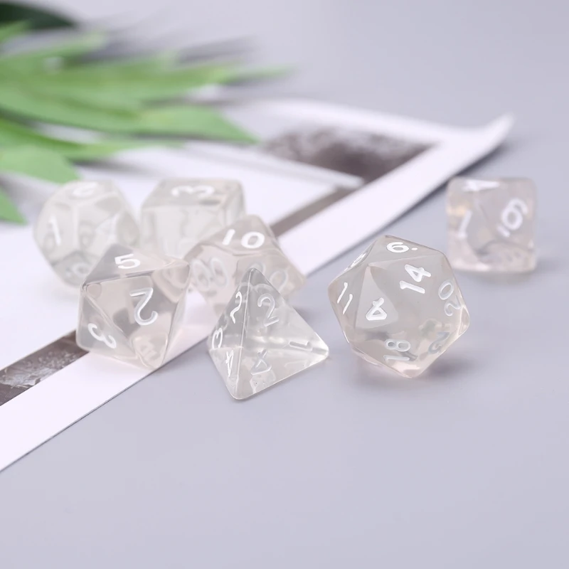 

7pcs/set Polyhedral Dice Acrylic Digital Dice D4-20 Clear White Dice Board Game Props Dropshipping