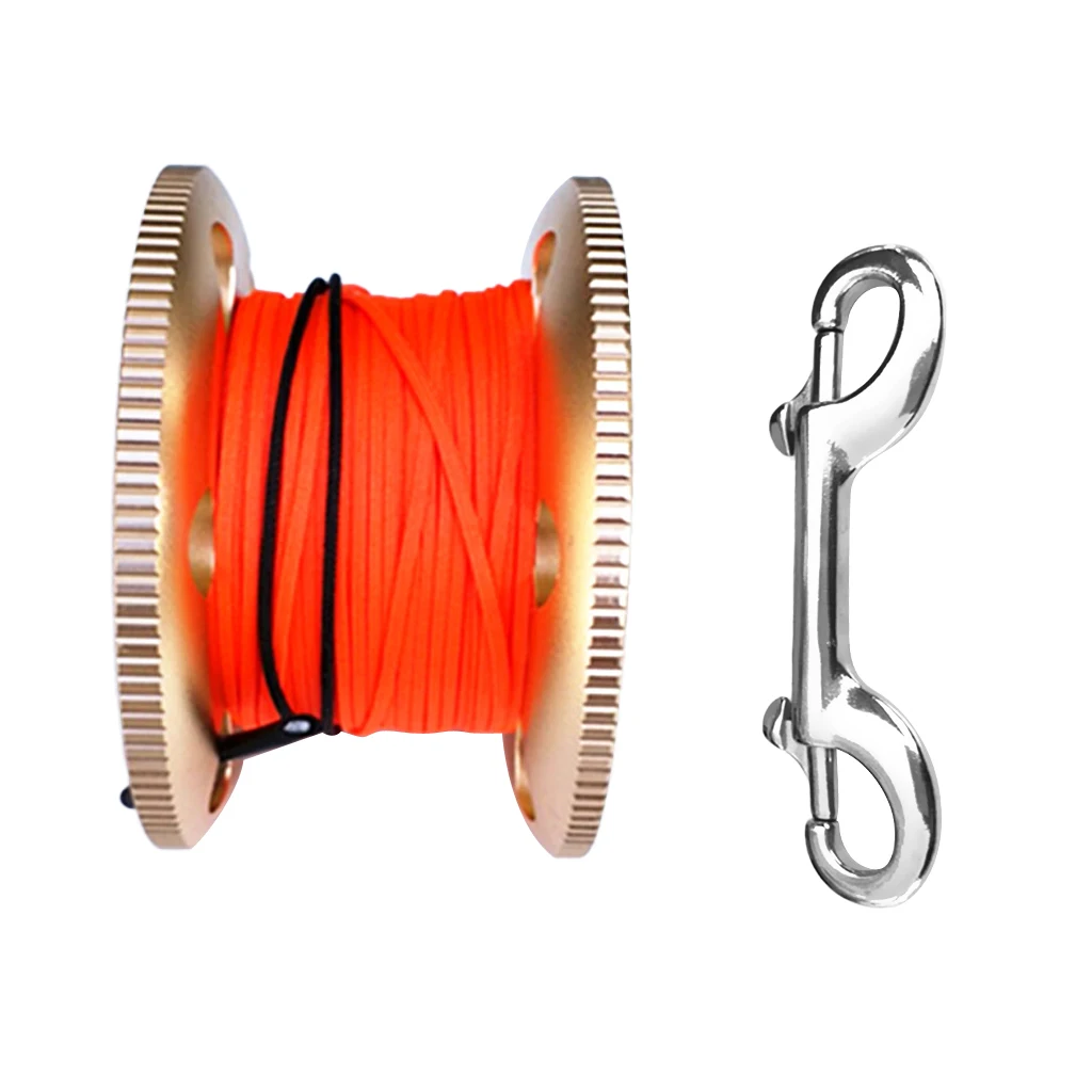 Durable Scuba Diving Aluminum Alloy Finger Reel Spool 20m Line Bolt Snap Clip for Fishing Boating Accessories