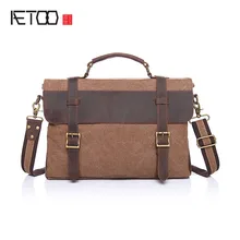 AETOO Холщовая Сумка с первым слоем crazy horse кожаная сумка для отдыха Европа и США Ретро одно плечо
