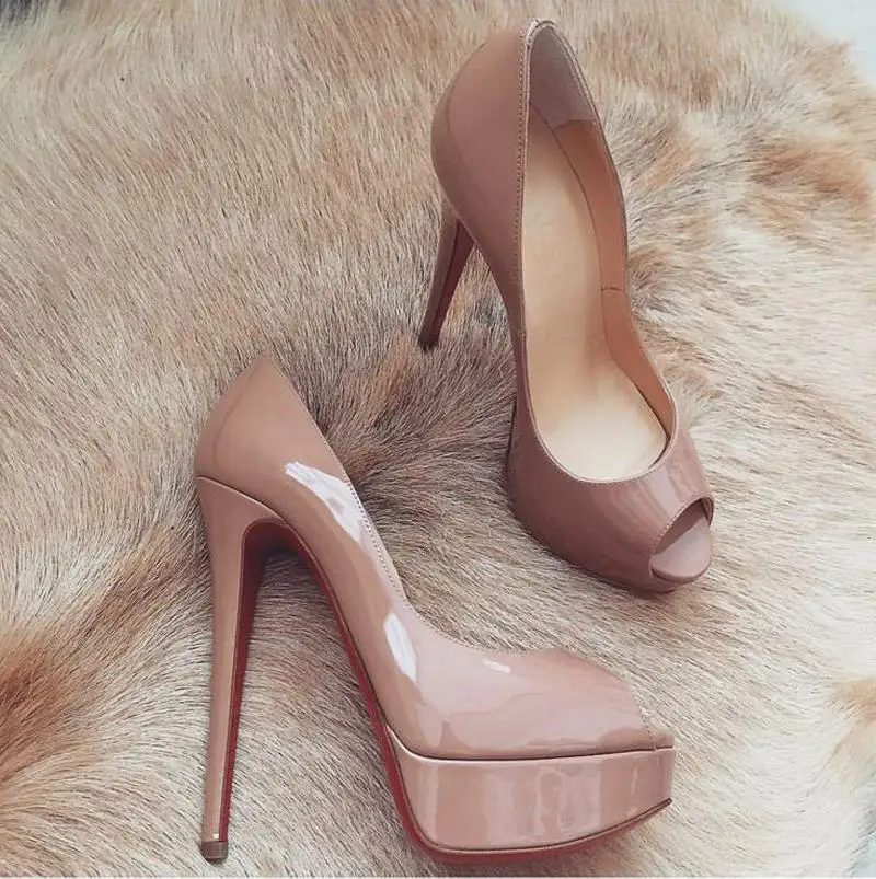 nude shoes with red sole