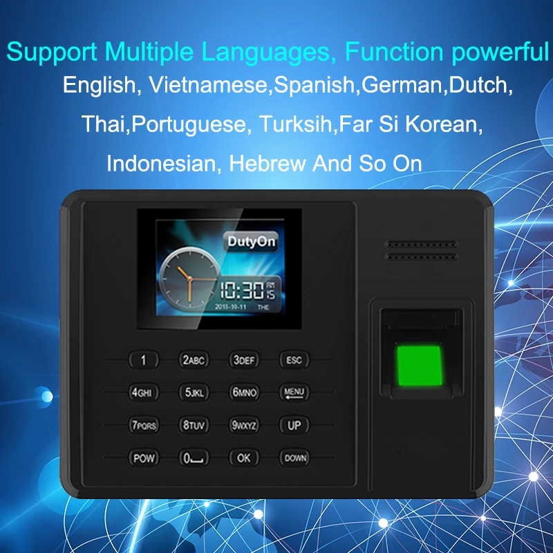 Time Attendance Fingerprint TCPIP USB Password Office Time Clock Employee Recorder Electric Biometric Fingerprint Attendance