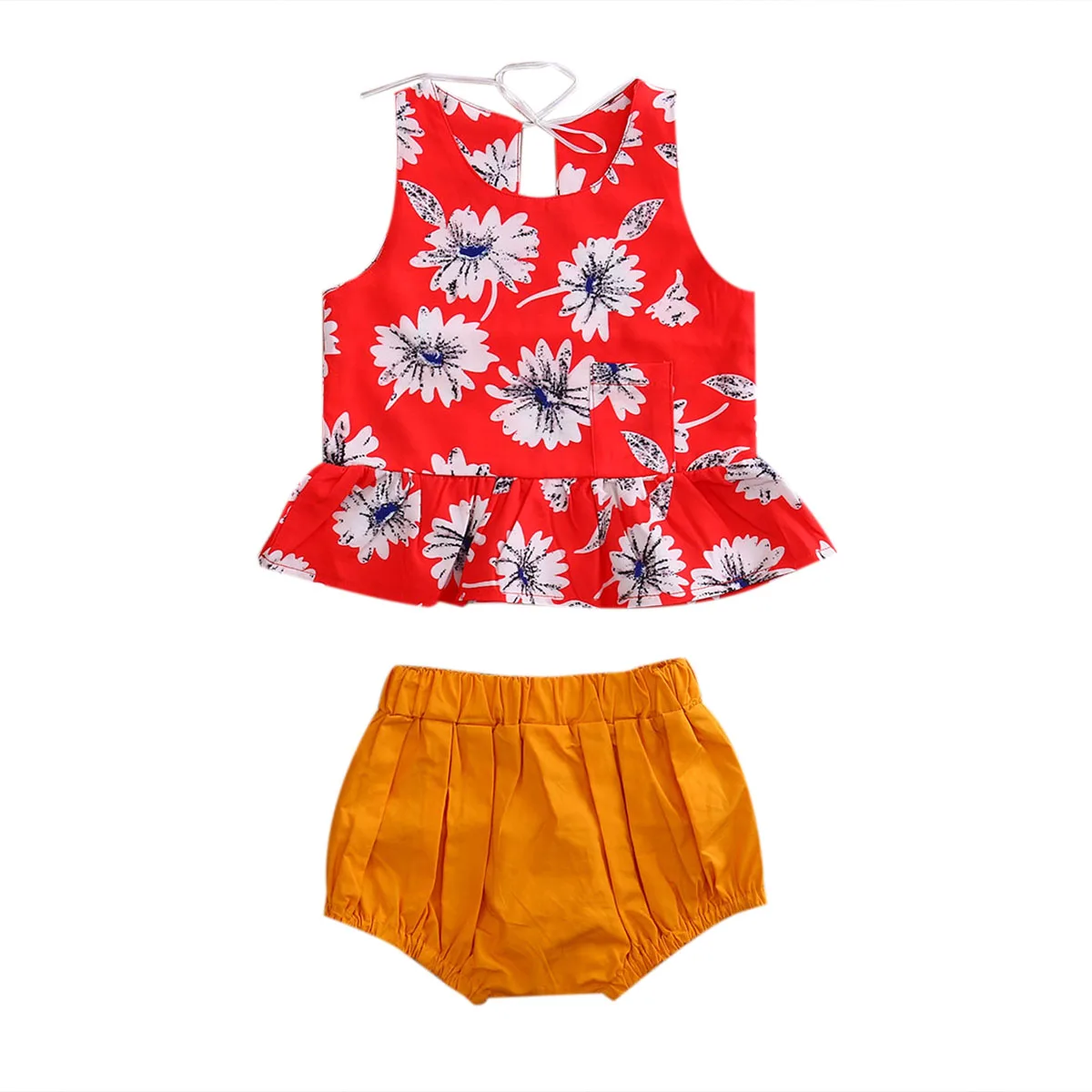 

2 Pcs Baby Girl Floral Clothing Set Toddler Baby Kid Girls Clothes Vest Tops Shorts Outfits Set Clothing 2019