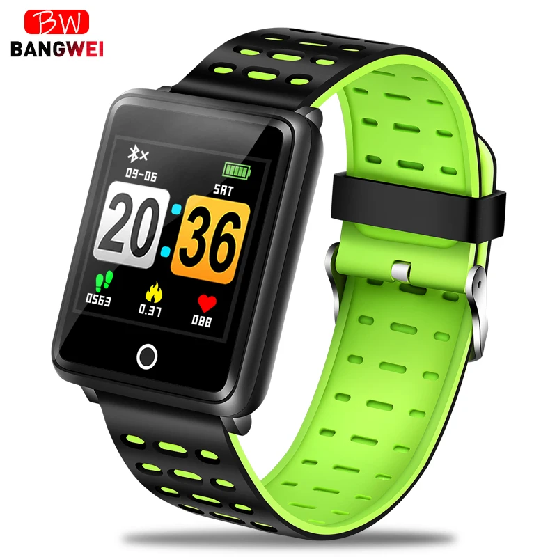 

BANGWEI 2019 New Sports Watch Mens women Smart watch Heart rate wristband Blood pressure monitor Sport Mode Fitness tracker+box