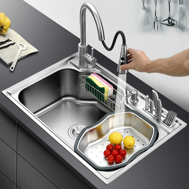 NEW Apartment luxury kitchen single trough sink multifunction wash