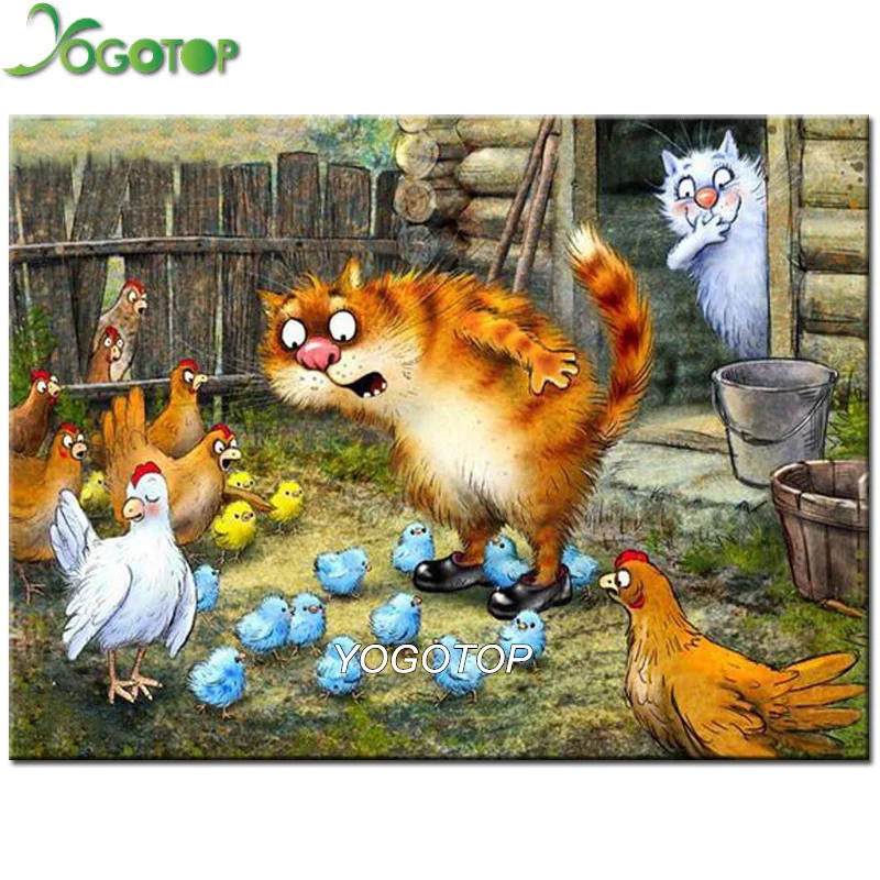Алмазная живопись YOGOTOP для творчества вышивка крестиком мультяшный Кот и
