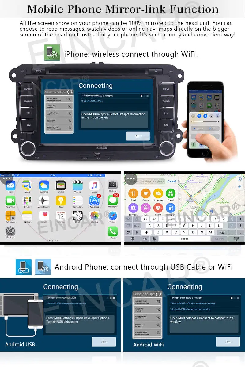 Excellent For VW Jetta Passat 7" 2Din Android 6.0 Car DVD Player GPS WIFI 3G OBD2 Radio 10