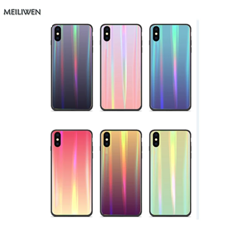 

Luxury Aurora Glass Color Cases Cell Shell for the Glass Back Cover of the iPhone 7 Plus case 8 6 6s x s Max x XR Cell Shell