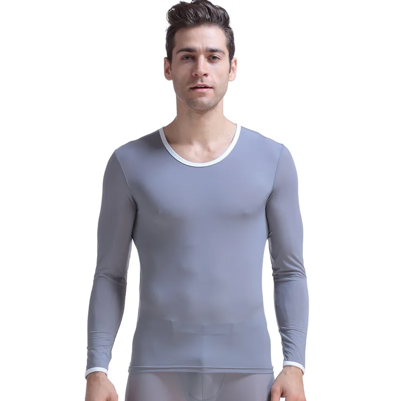 KWAN-Z-thermal-underwear-ultra-thin-silky-translucent-pajamas-top-male ...