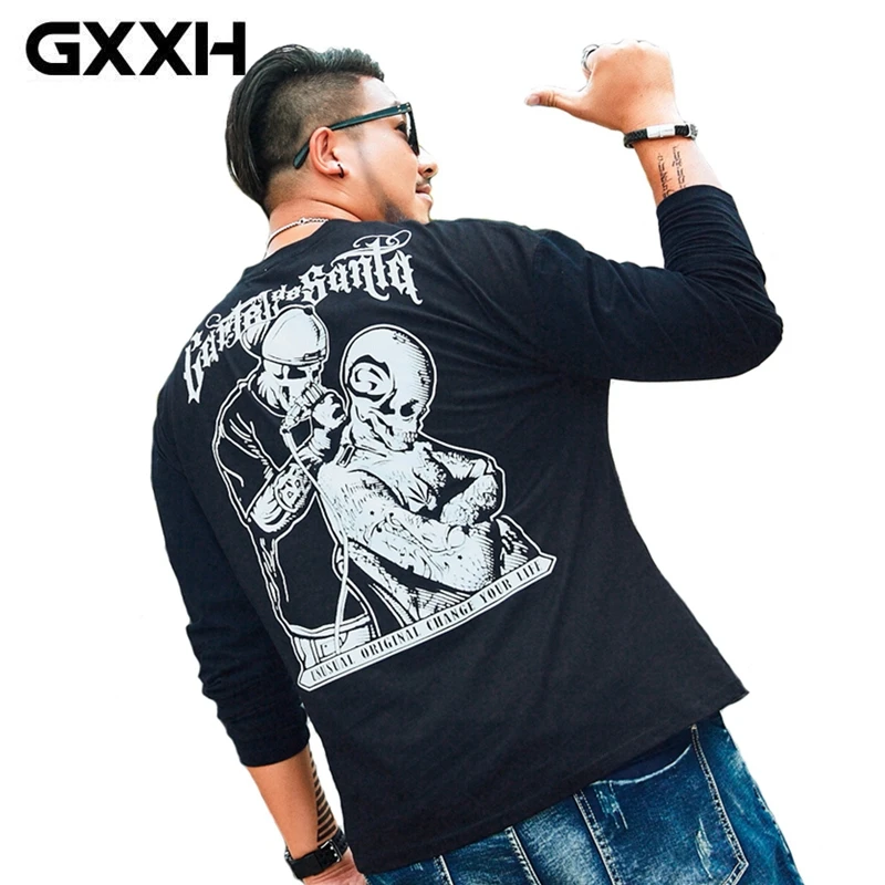 

Mens T Shirts Fashion 2018 GXXH Long-sleeved Big Size Men's Cool Gothic Printed T-shirt 7XL 6XL 5XL 4XL 3XL XXL for Oversize Men