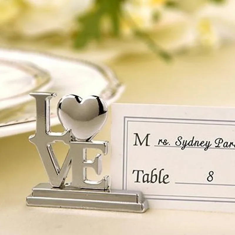 10pcs Wedding Decoration place card holder Wedding guests Metal Love