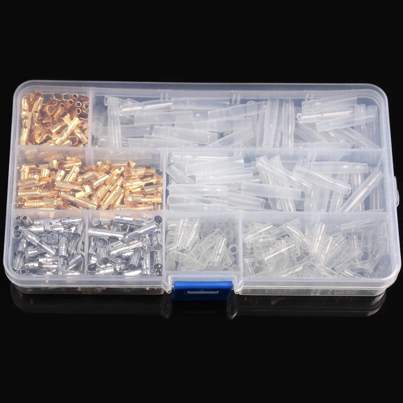 

100 Sets 3.9mm Brass Bullet Connectors Plug Crimp Terminals Male & Female Wire Connector With Sleeve Electrical Terminal